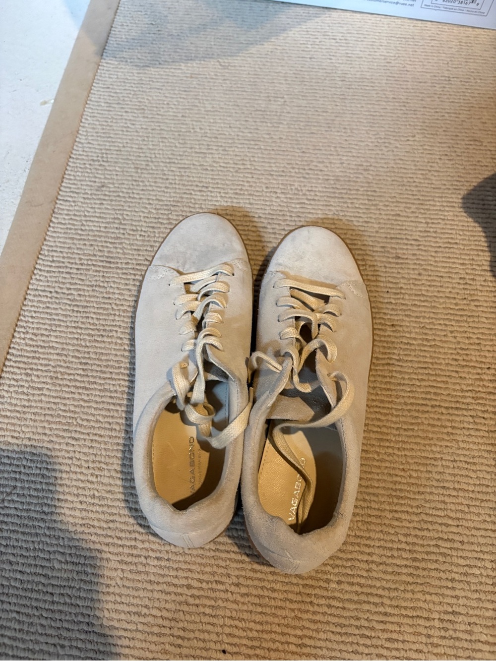 Vagabond Light Beige Suede Lace-Up Sneakers